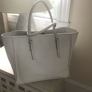 White leather tote